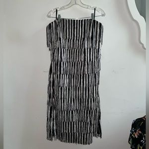 Eloquii Black and White Fringe Tube Dress